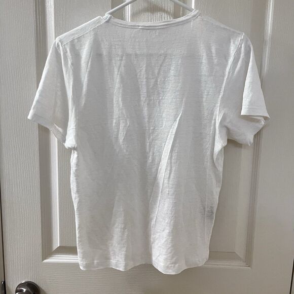 Isabel Marant Étoile V-Neck Short Sleeve Top 100% Linen Off-White Women's Large - Picture 11 of 13